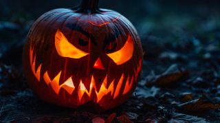 Spooky Pumpkin Lanterns: HD AI Wallpaper