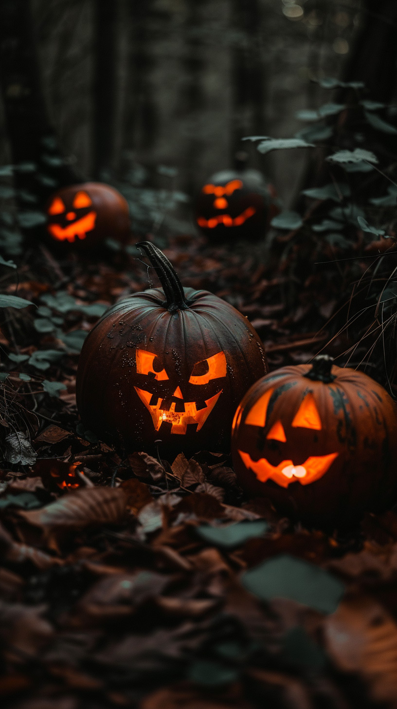 Ghostly Pumpkin Floating in the Dark Wallpaper