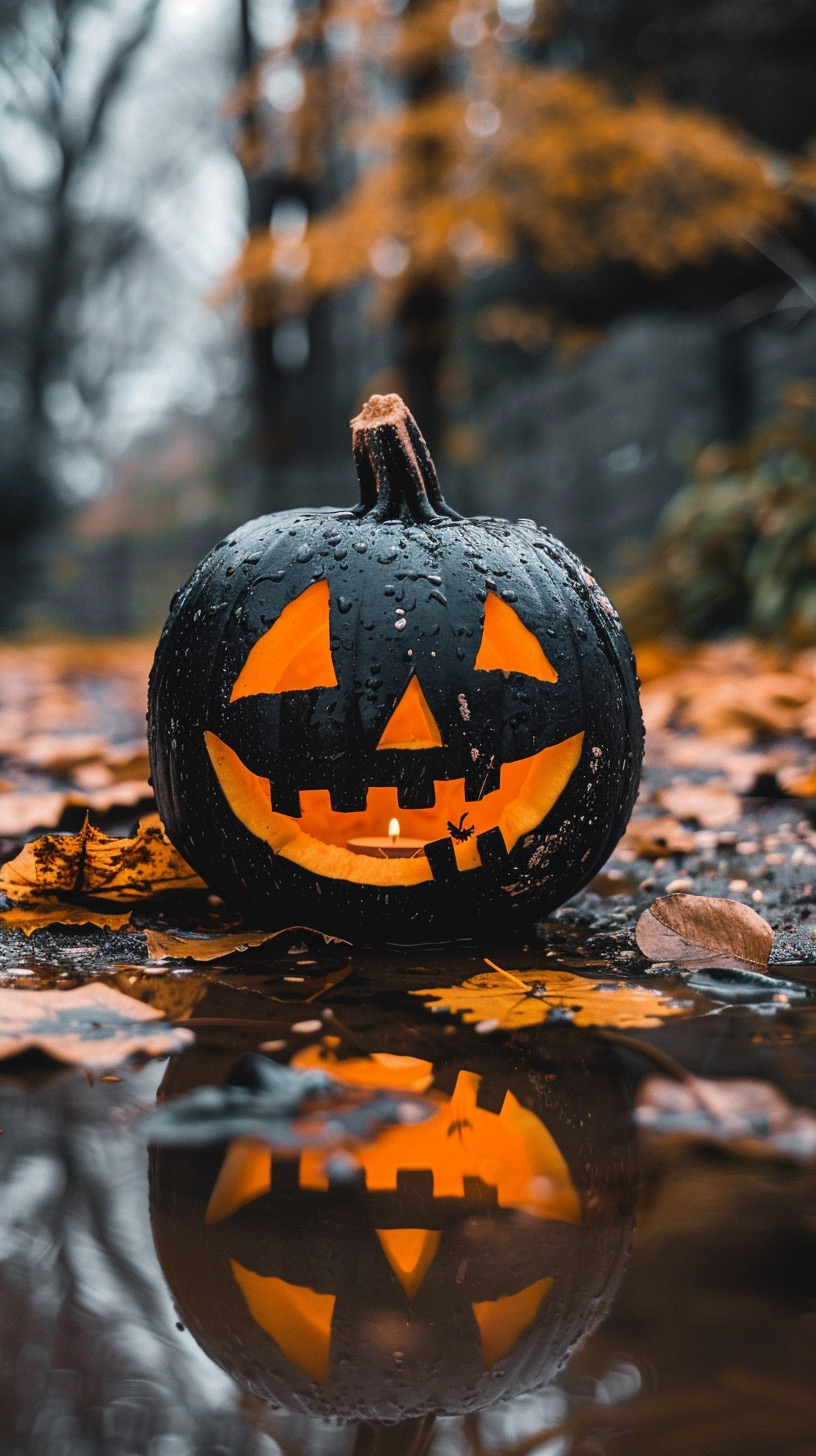 Mysterious Pumpkin with Ominous Aura Background