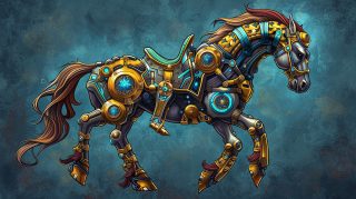 Steampunk Horse: AI-Generated HD Wallpaper