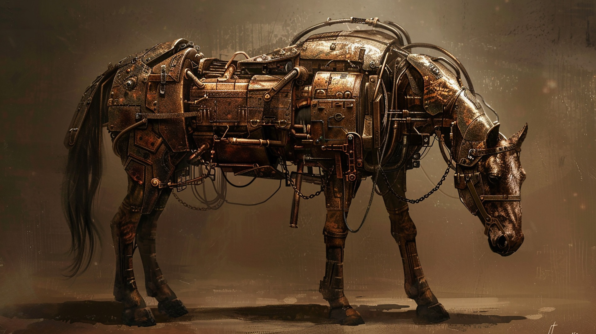 Retro-Futuristic Horse: AI-Created Ultra HD Image