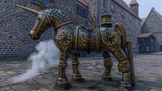 Rustic Reverie: Ultra HD Steampunk Unicorn Wallpaper