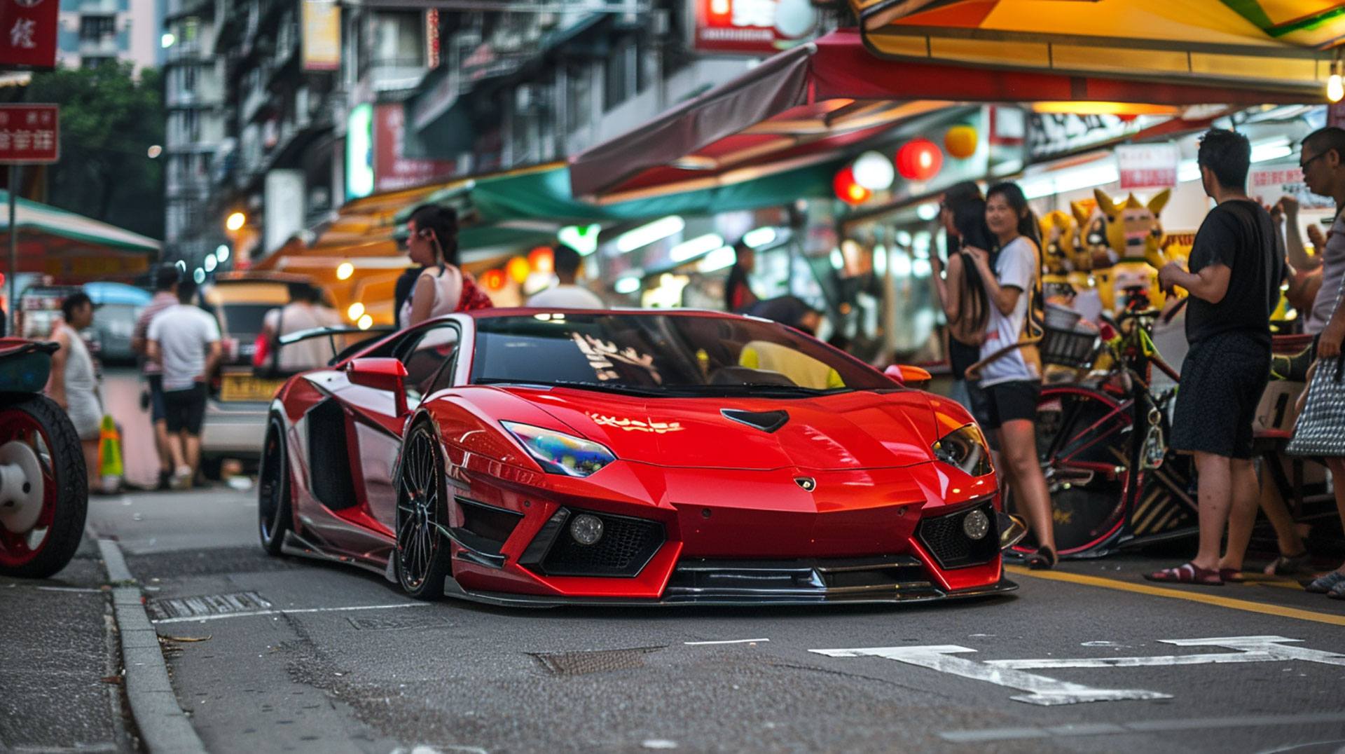 Dynamic Supercar in the Street Desktop Background: 8K