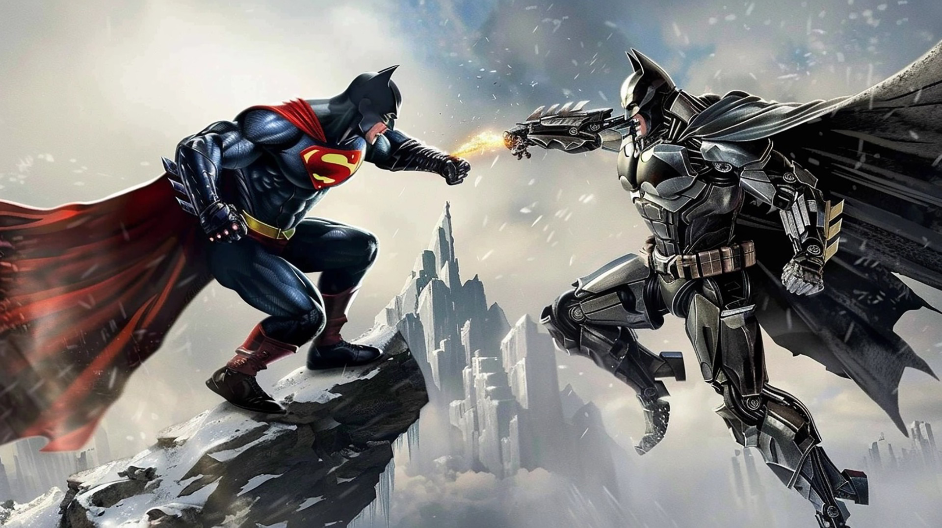 Epic Showdown: Superman Battle AI Wallpaper in Ultra HD