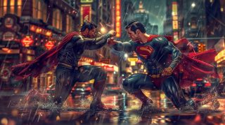 Legendary Conflict: Action-Packed Superman Fight in 1920x1080
