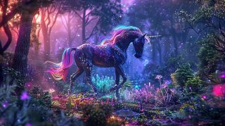 Rainbow Reverie: Ultra HD Unicorn AI Desktop Wallpaper