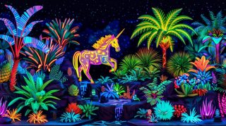 Enchanted Forest: Digital Unicorn AI Desktop Wallpaper