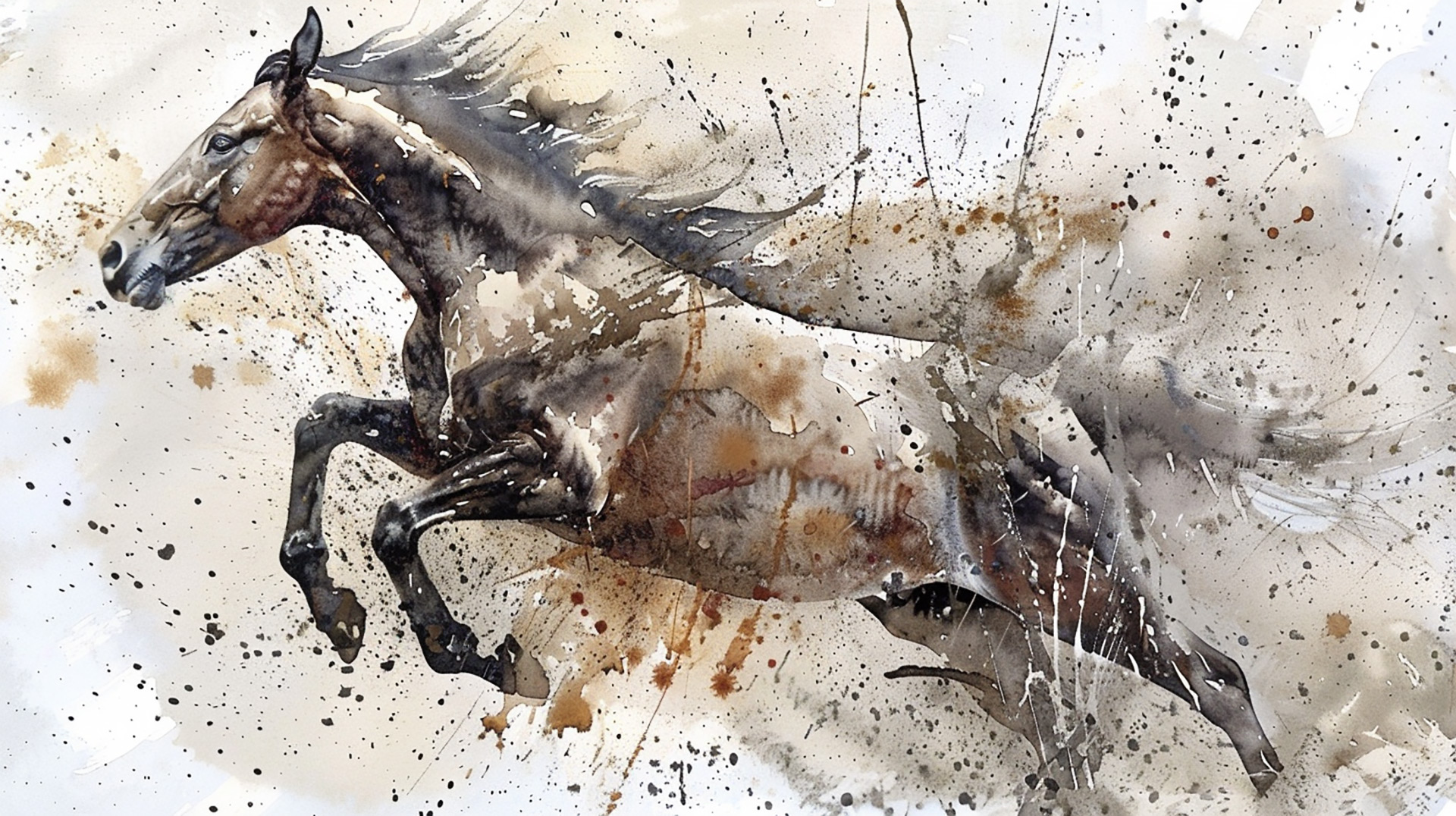 Watercolor Equine Pack: AI-Rendered Free PC Wallpaper