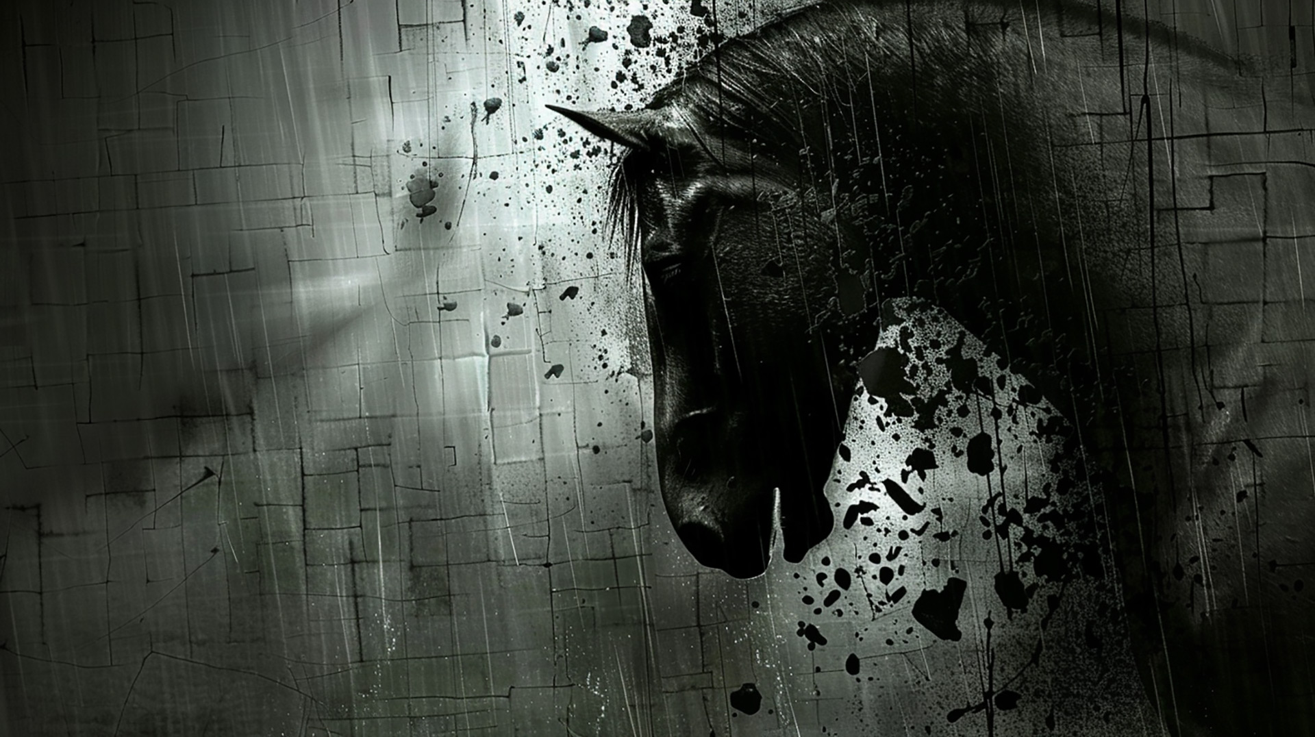 Artistic Horse Herd: AI-Generated 16:9 Wallpaper