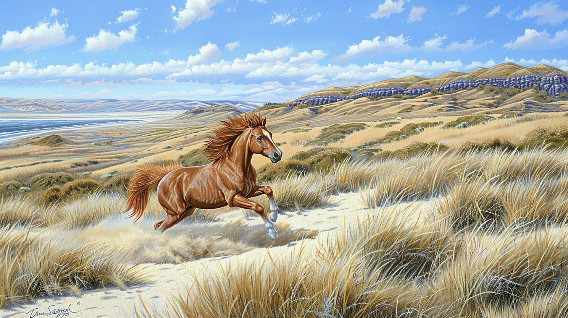 Watercolor Horse Stampede: AI-Created Ultra HD Image