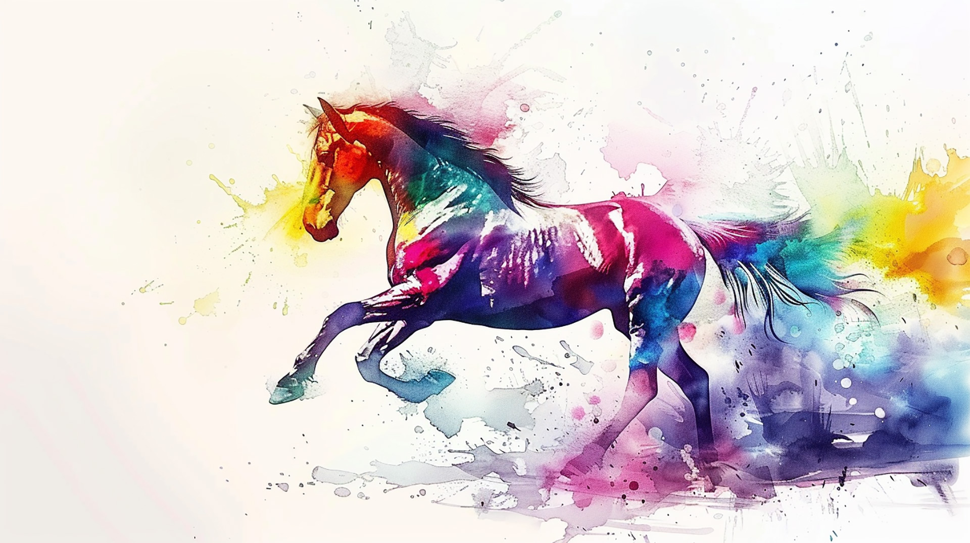Watercolor Horse Herd: AI-Generated HD Wallpaper