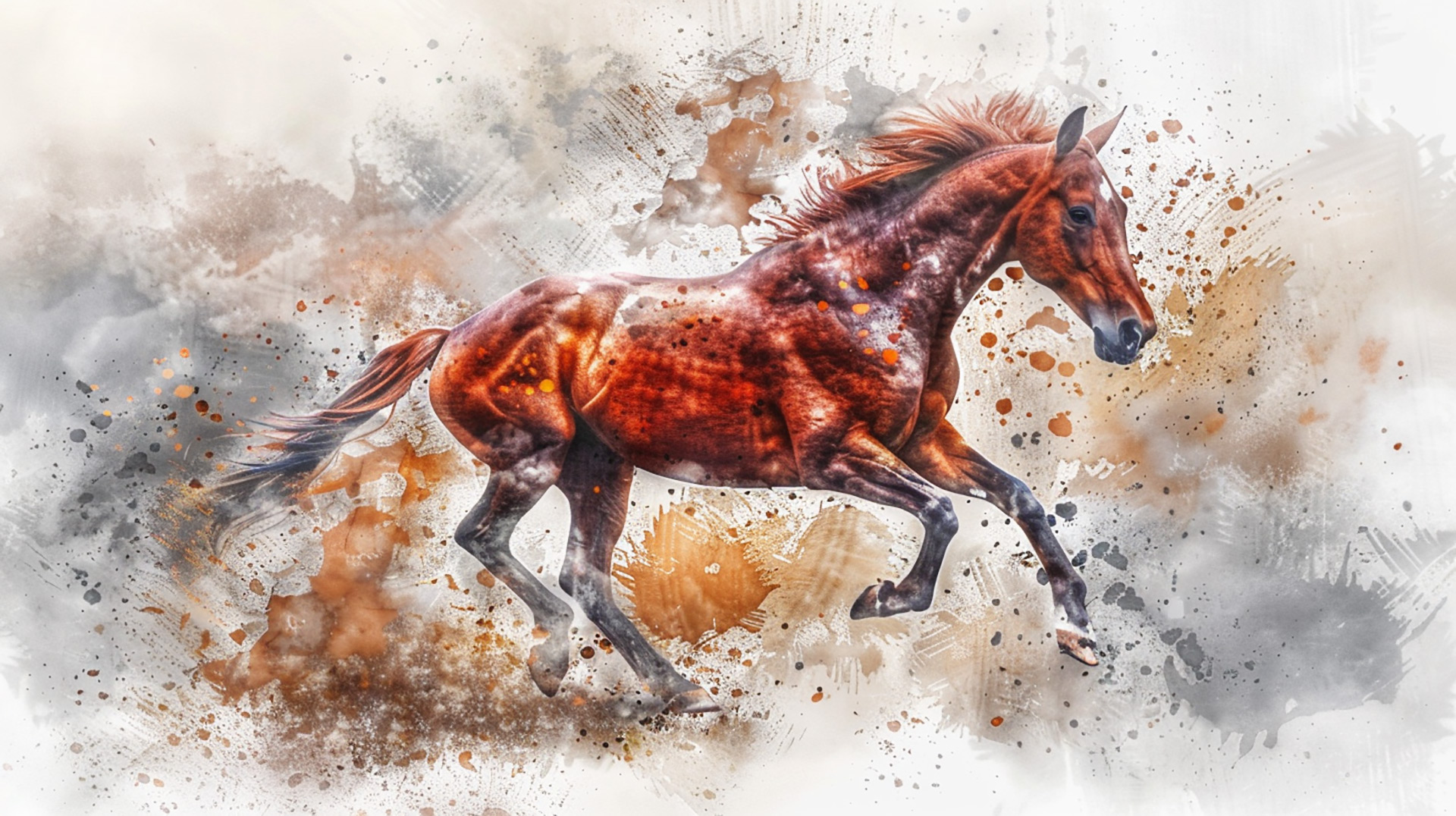 Vibrant Horse Herd: AI Digital Background for Desktop