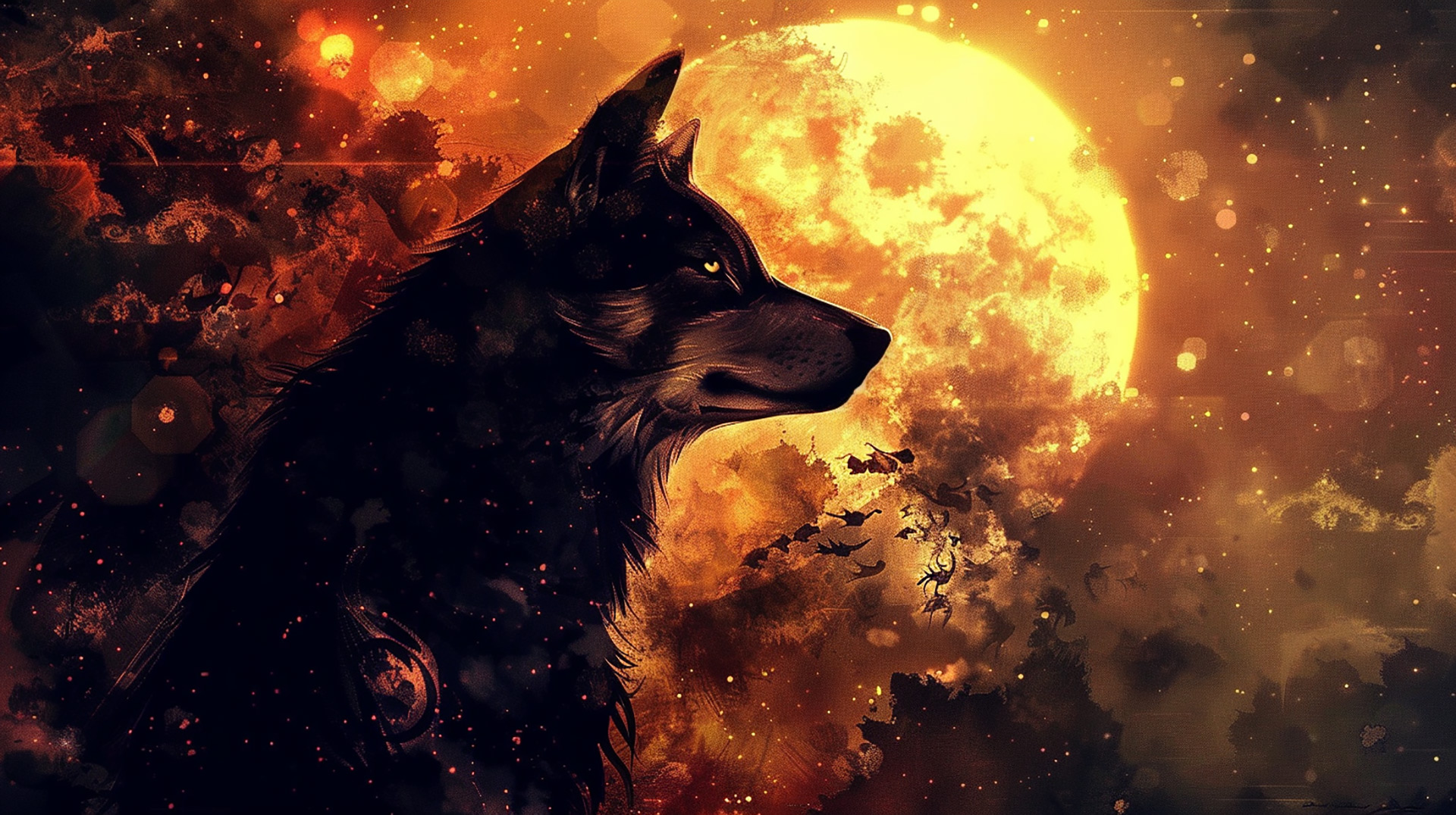 Crescent Hunter: Werewolf with Moon Wallpaper