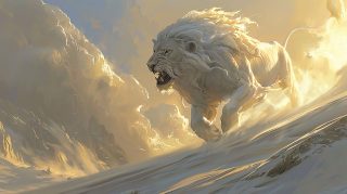 Stunning White Lion AI Image Desktop Background