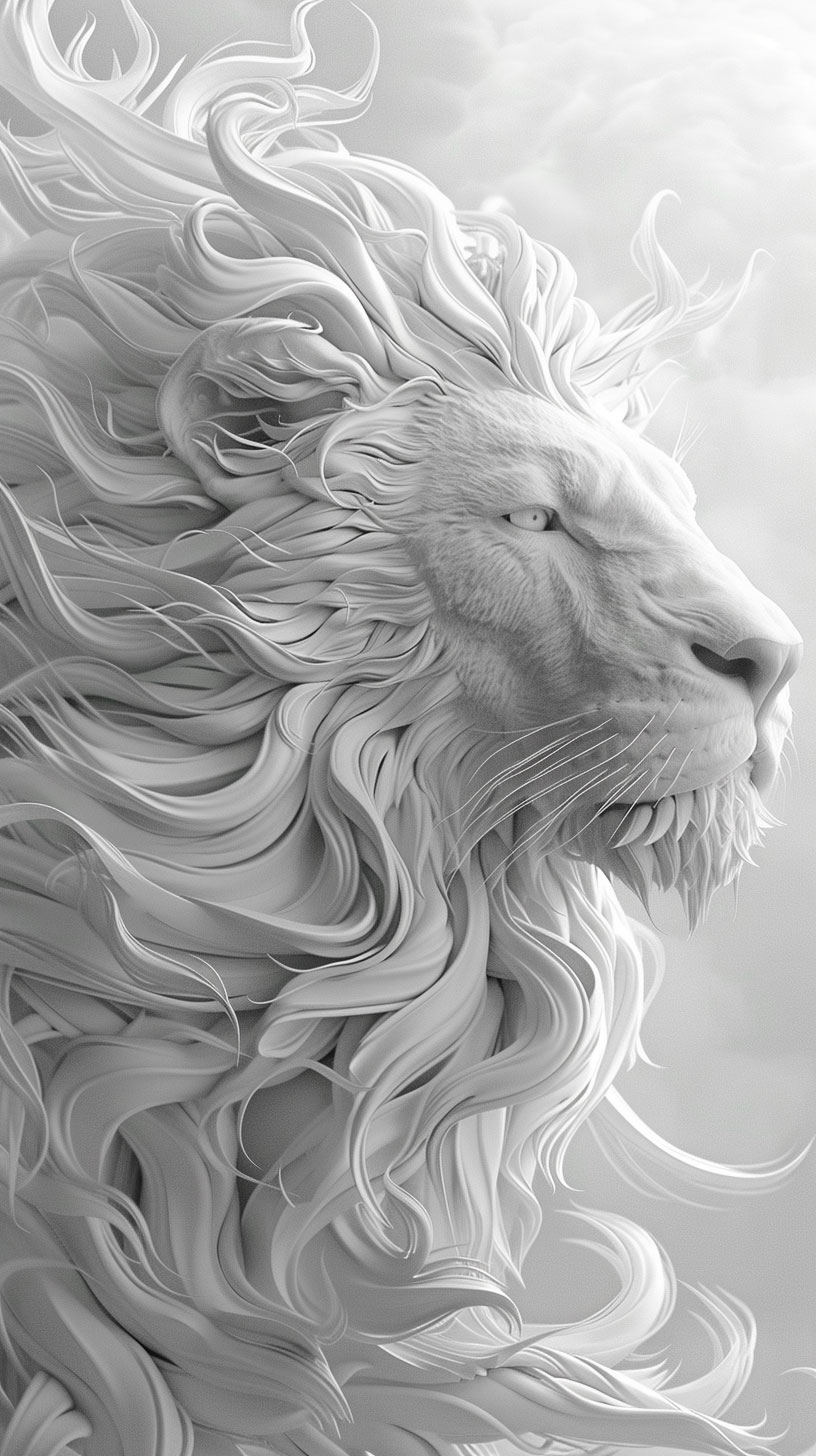 Ethereal White Lion in Nature