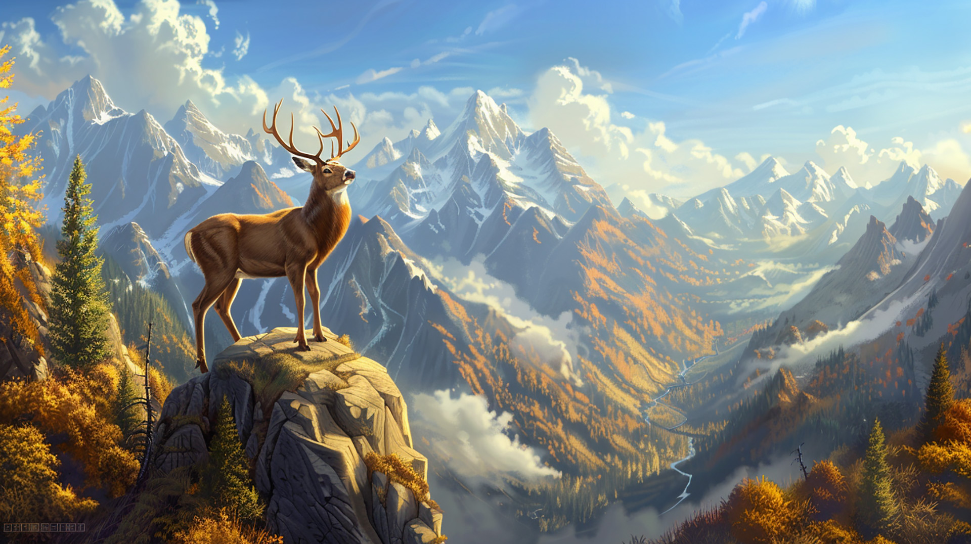 Enchanted Whitetail: AI-Generated Wallpaper For Desktop