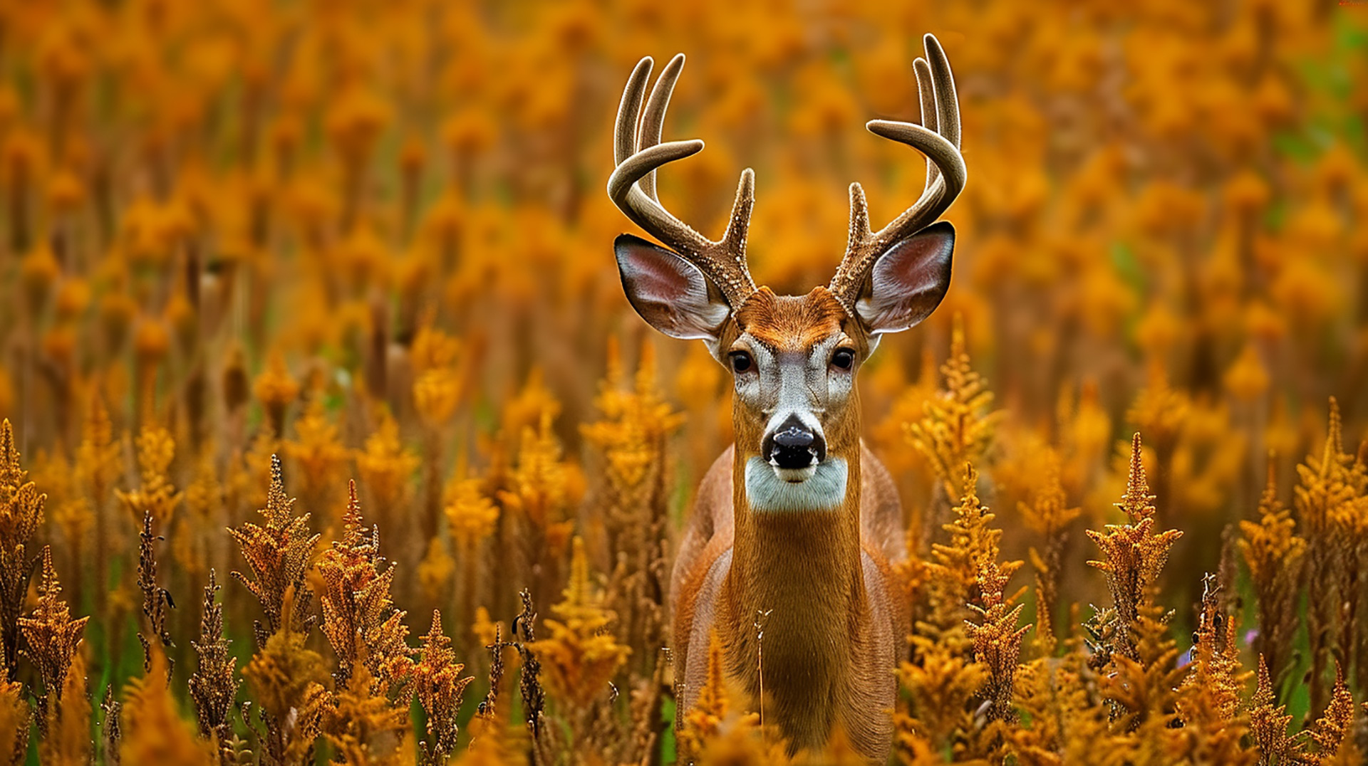 Graceful Grazers: AI-Enhanced Whitetail Deer Image