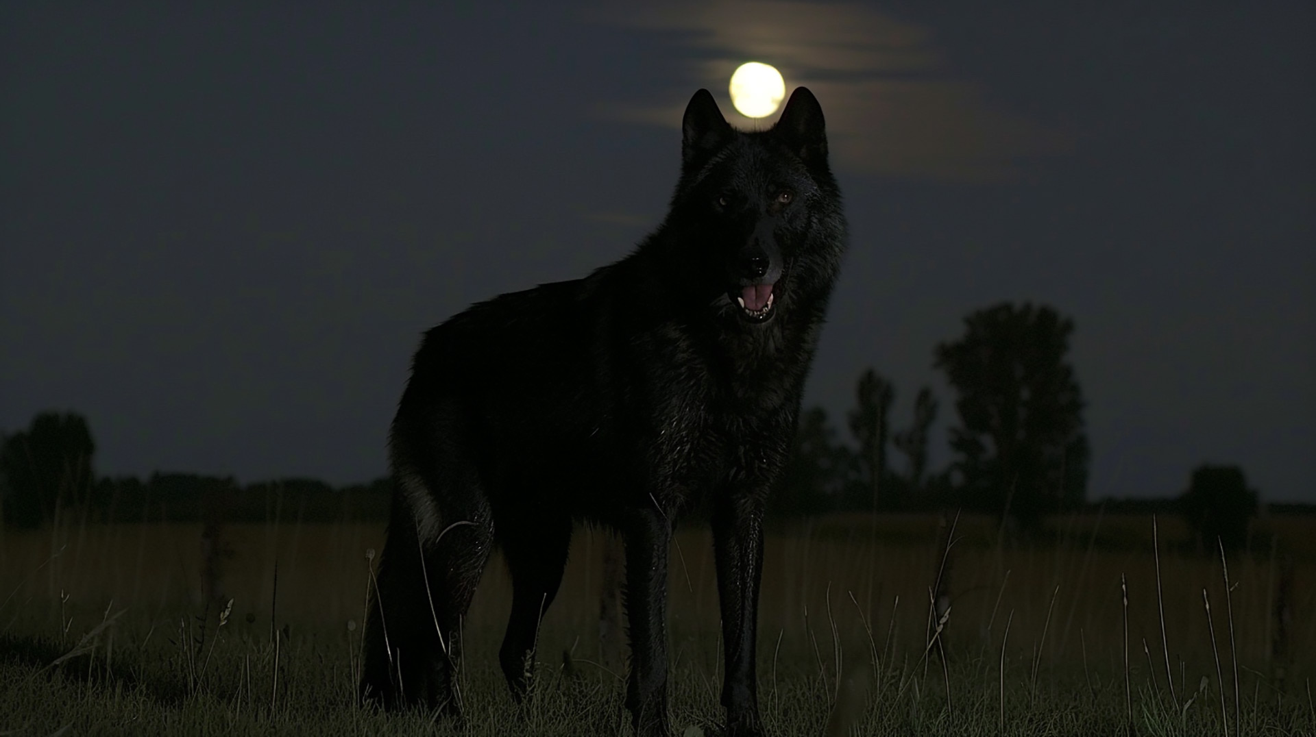 Lunar Echo: Wolf Howling at Moon Wallpaper