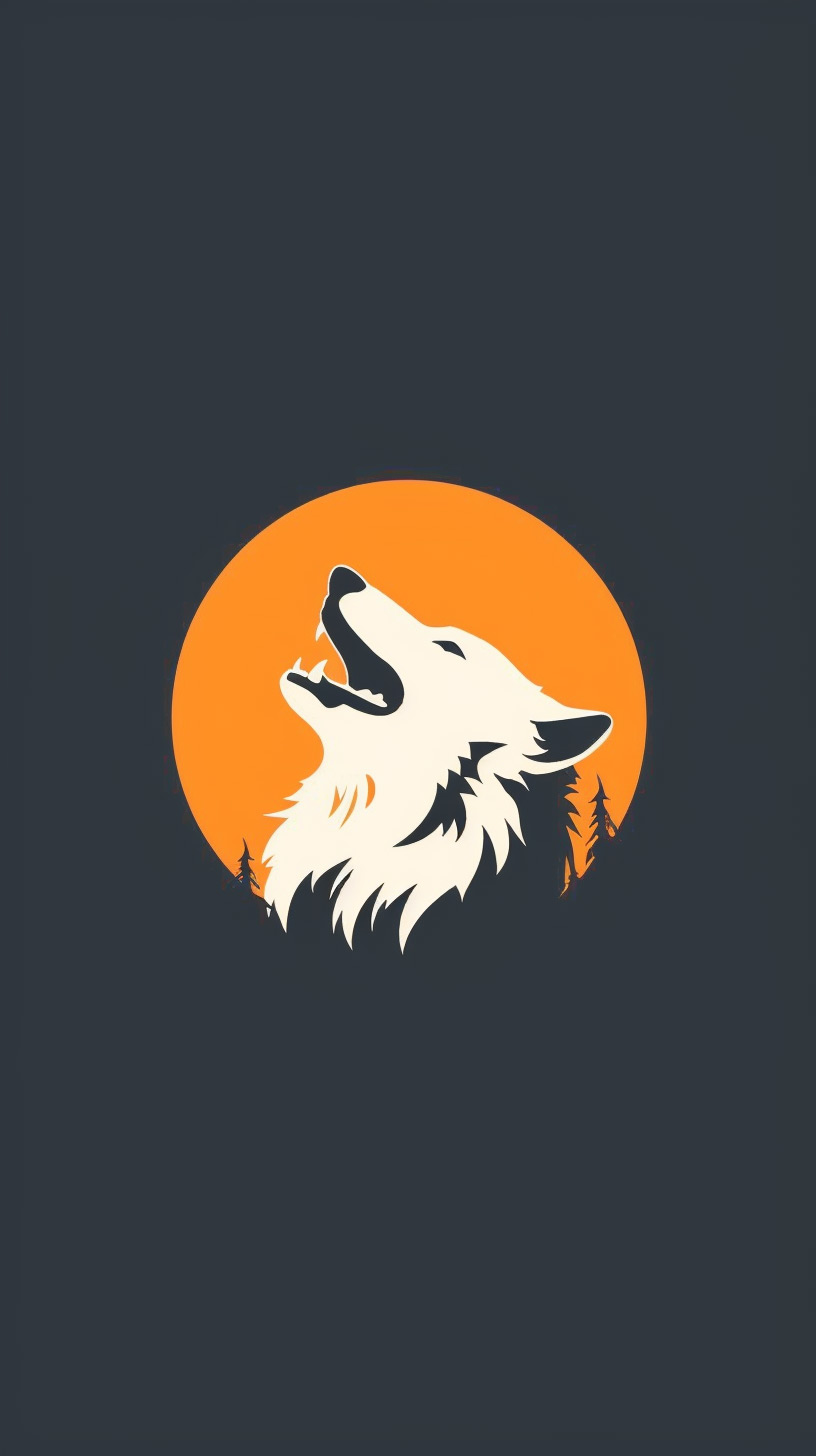 Serene Wolf and Moon in Night Sky Wallpaper