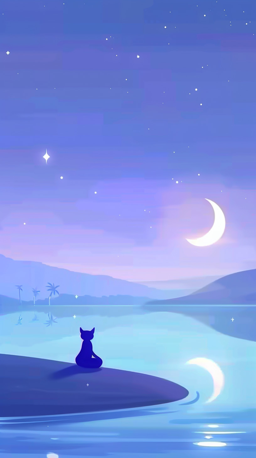 Lone Wolf and Moonlit Night Mobile Wallpaper