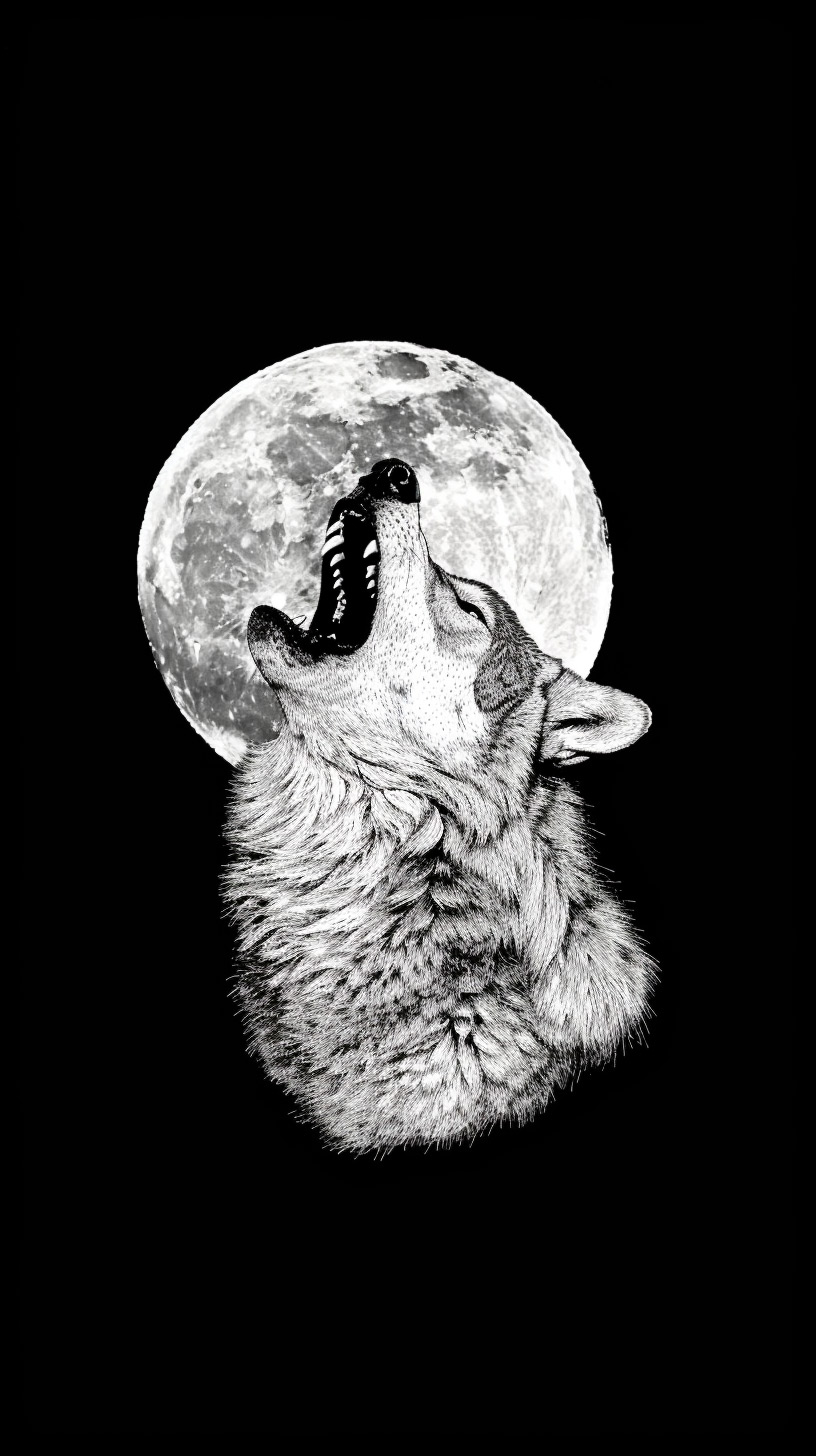 Fantasy Wolf and Moon Digital Background
