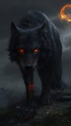 Artistic Wolf and Moon Mobile Image