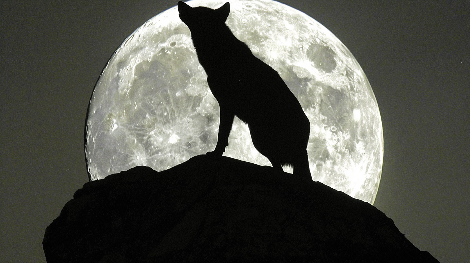 Wolf's Lament: Moonlit Night Desktop Background
