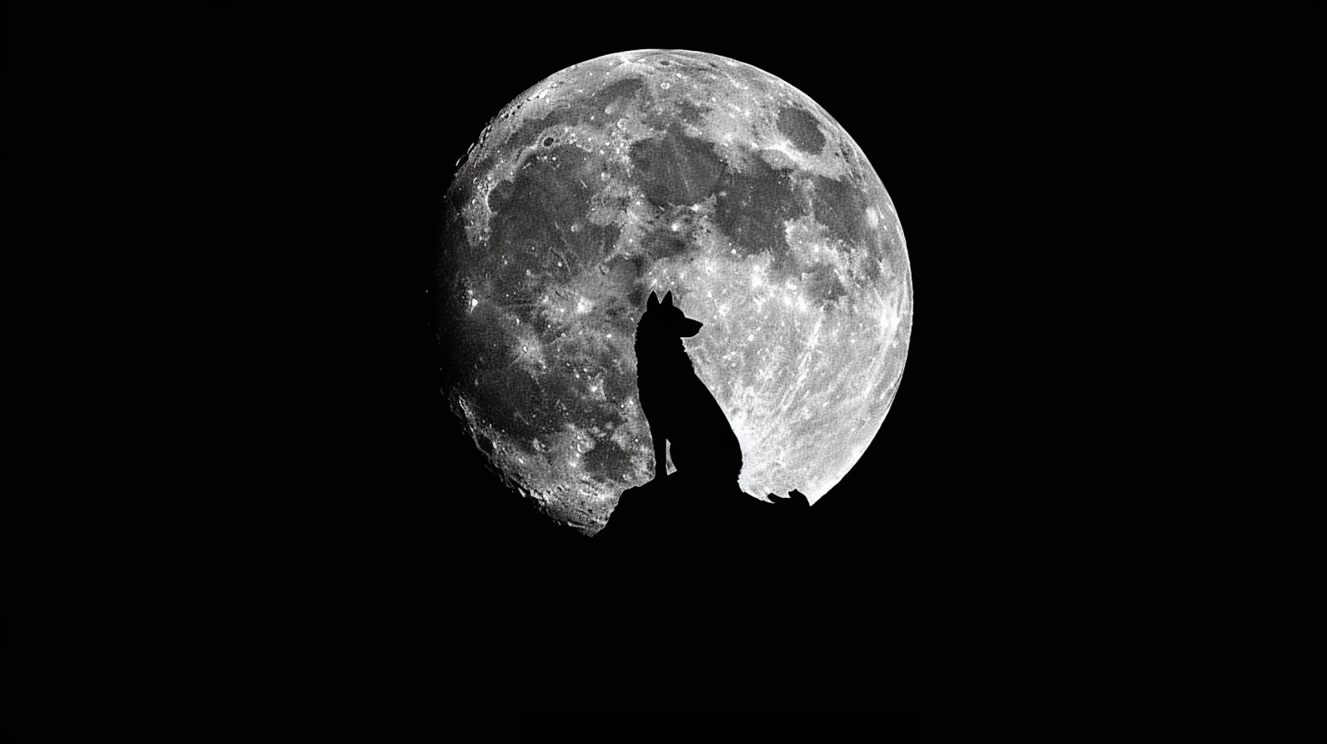 Ethereal Glow: Wolf with Moon Digital Background