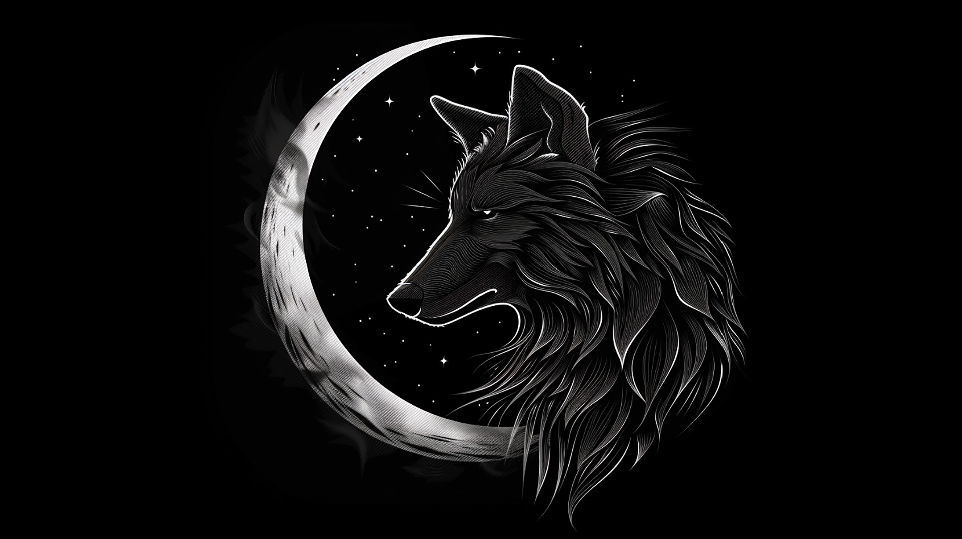 Mystic Night: Wolf and Full Moon Image