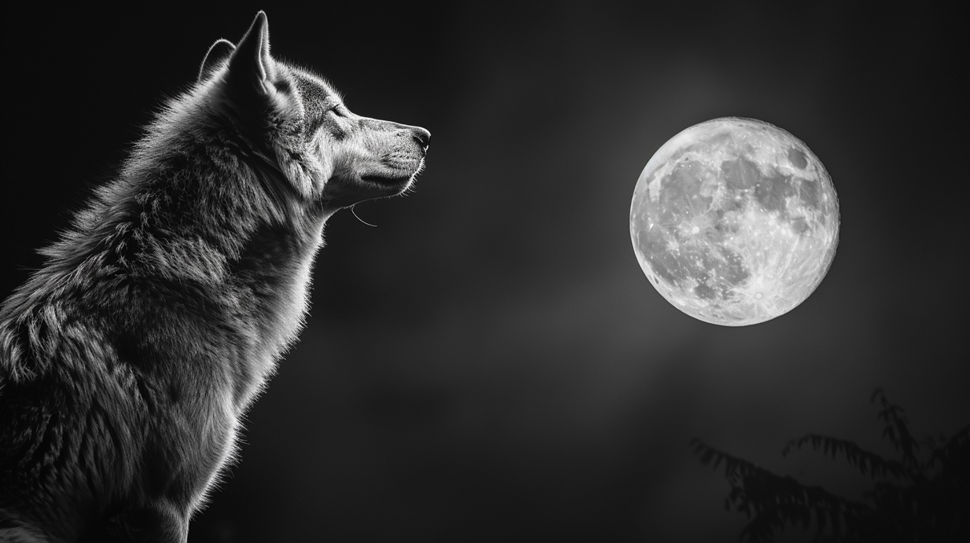 Moon's Embrace: Lone Wolf Digital Background