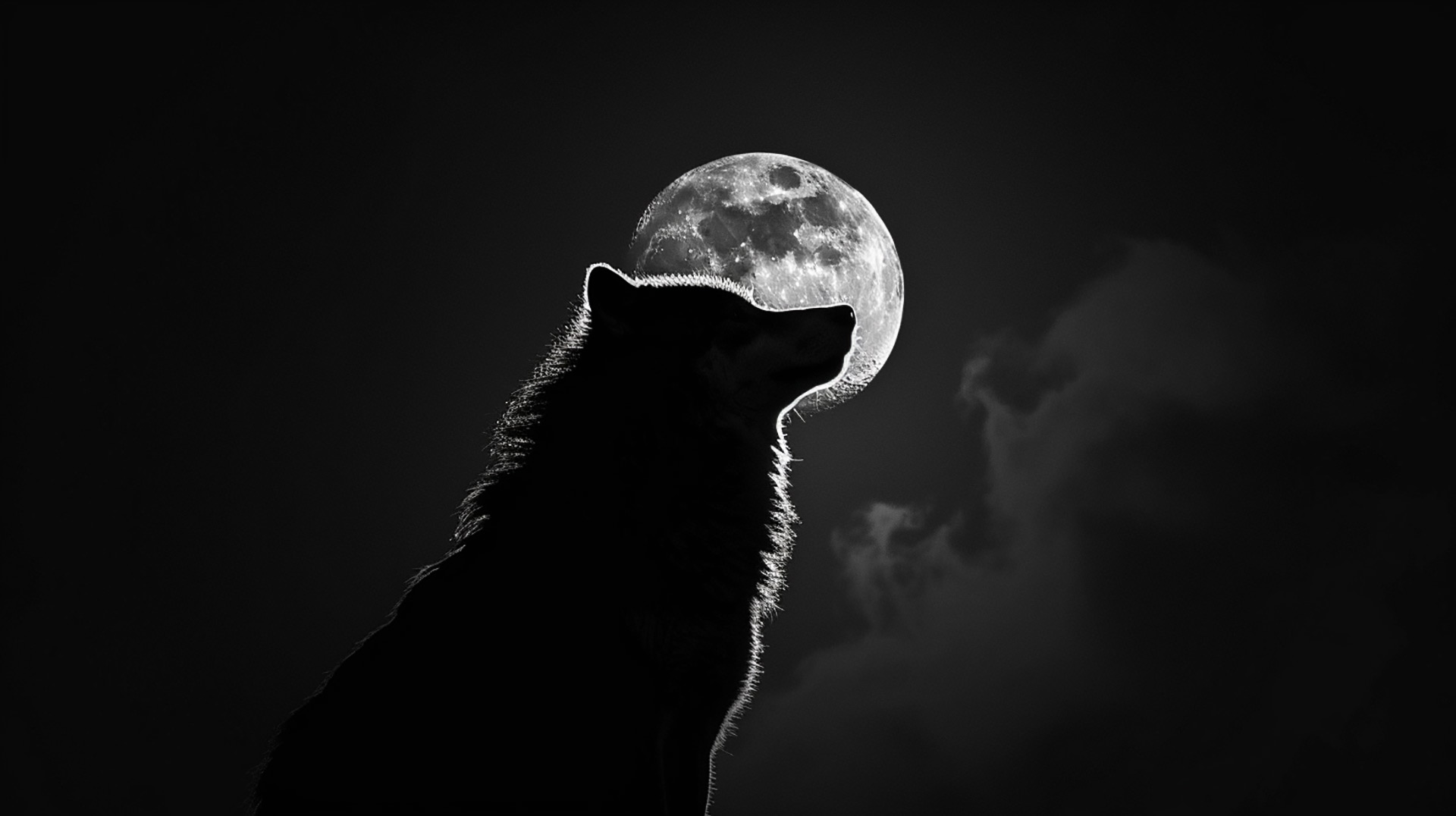 Howling Silence: Wolf with Moon 4K Wallpaper