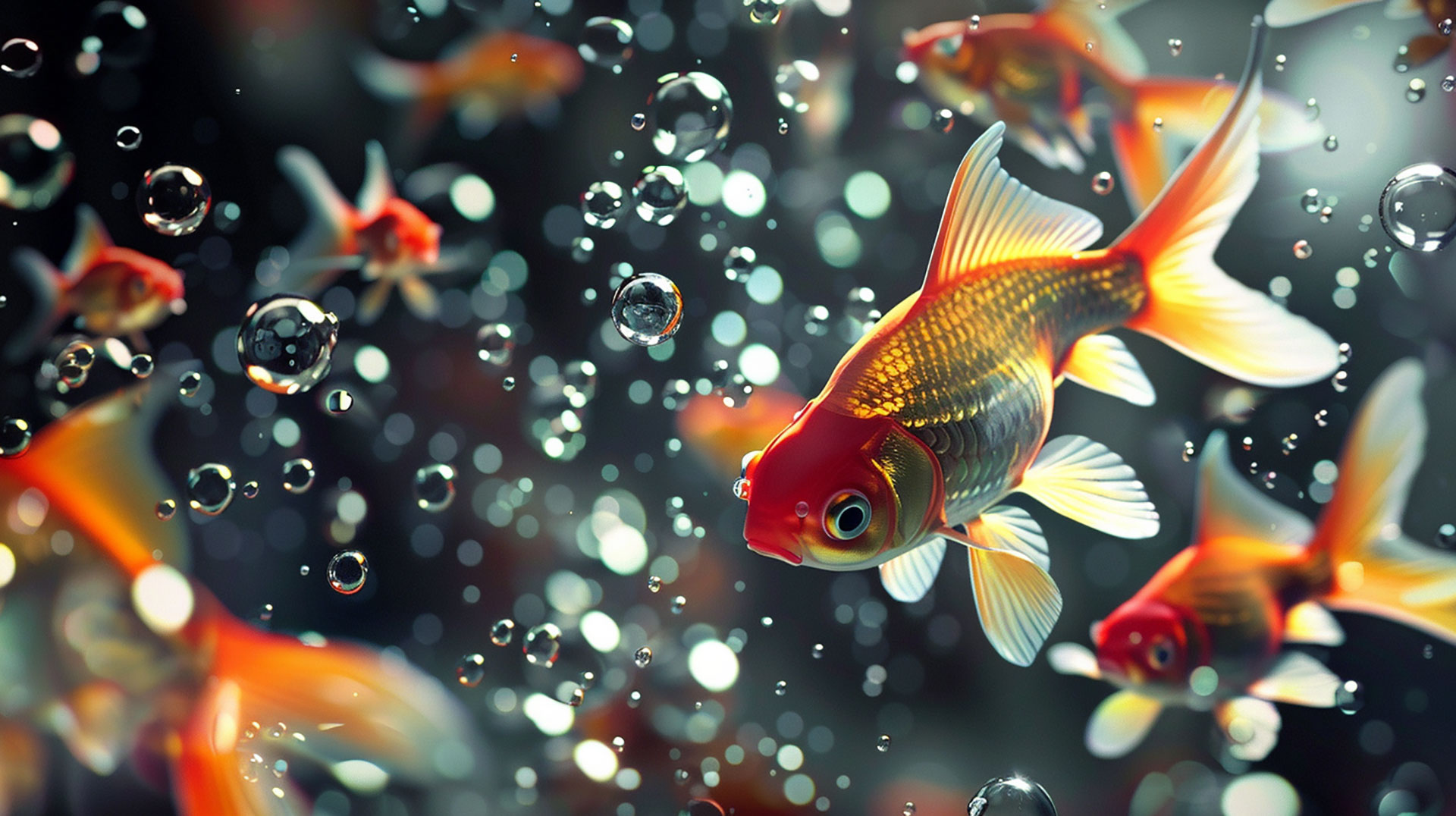 Depth-enhancing 3D Fish AI Desktop Themes