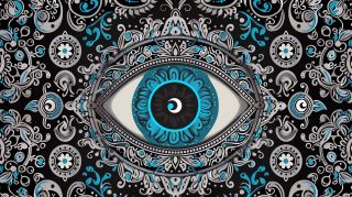 Aesthetic Evil Eye AI: Ethereal Desktop Wallpaper