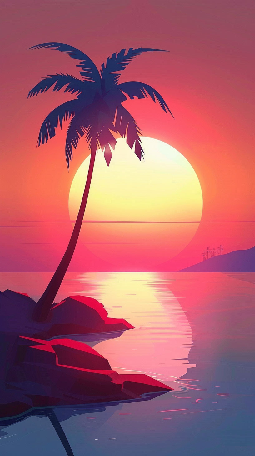 Aesthetic Palm Tree AI Wallpaper for iPhone