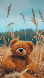 Vintage Aesthetic Teddy Bear AI Wallpaper for iPhone