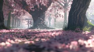 8K Aesthetic Cherry Blossom AI Desktop Background