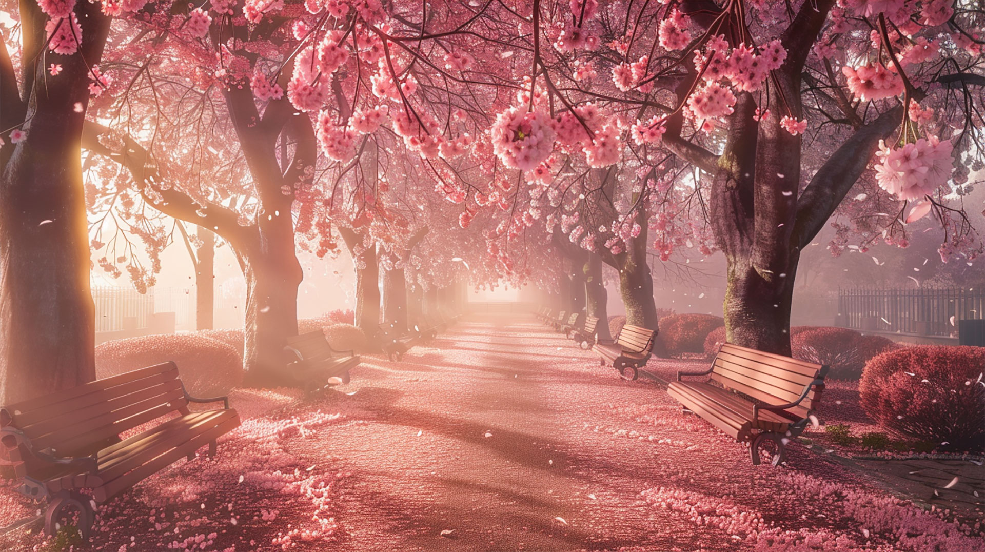 Beautiful Cherry Blossom AI Desktop Background 1920x1080