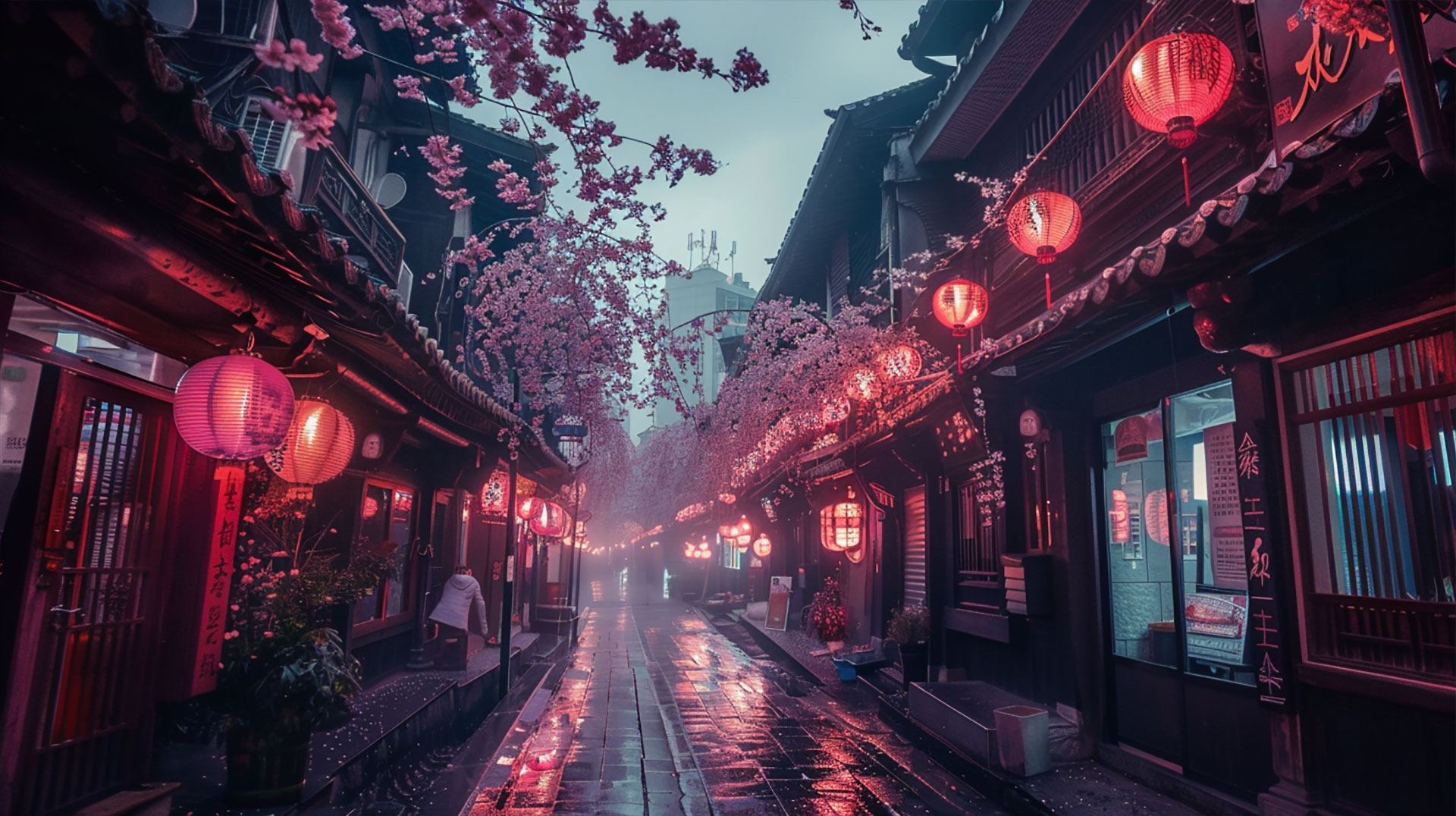 Beautiful Nighttime Cherry Blossom Wallpapers in Japan