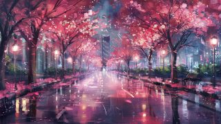 Free HD Japanese Nighttime Cherry Blossom Wallpapers