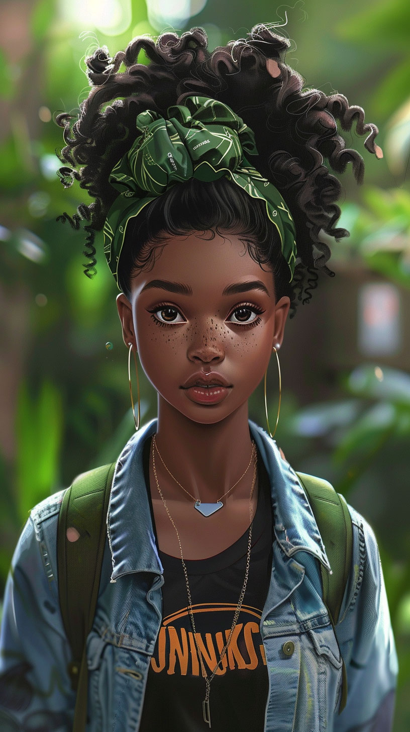 Charming AI Cute Black Girl Wallpaper for Android