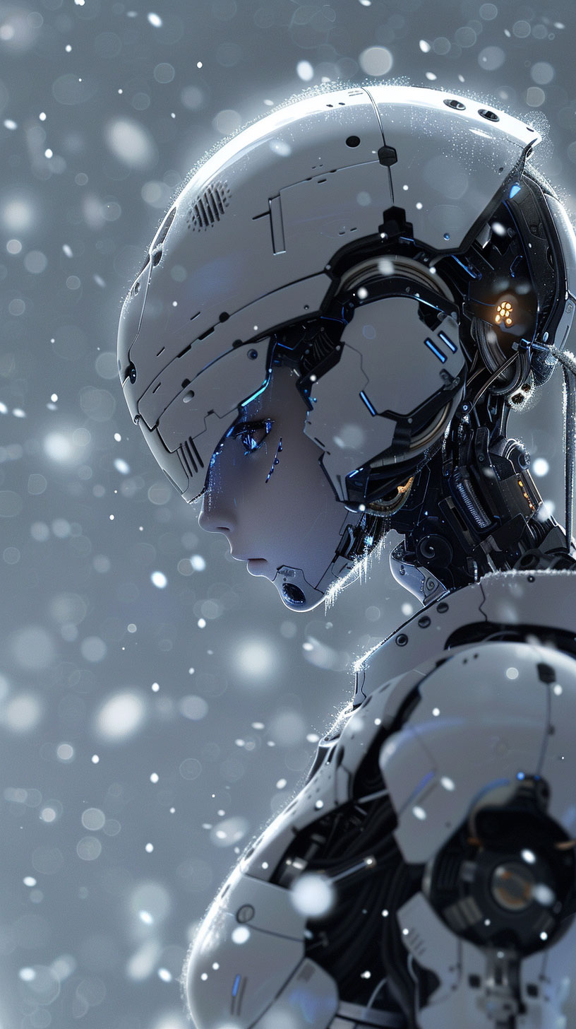 High-Resolution AI Robot Boy Mobile Background