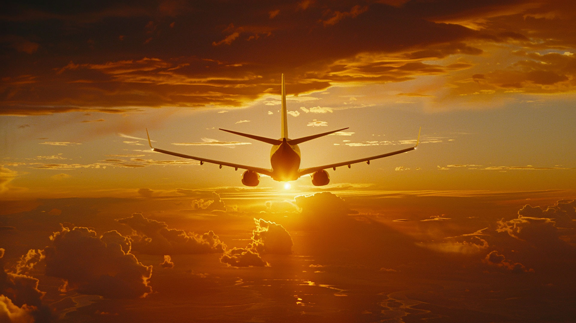 8K Airplane Sunset AI Wallpaper for Ultra HD Screens