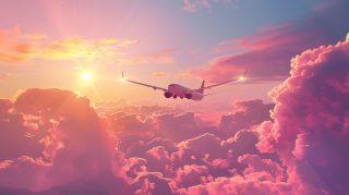 Ultra HD Airplane Sunset AI Digital Background