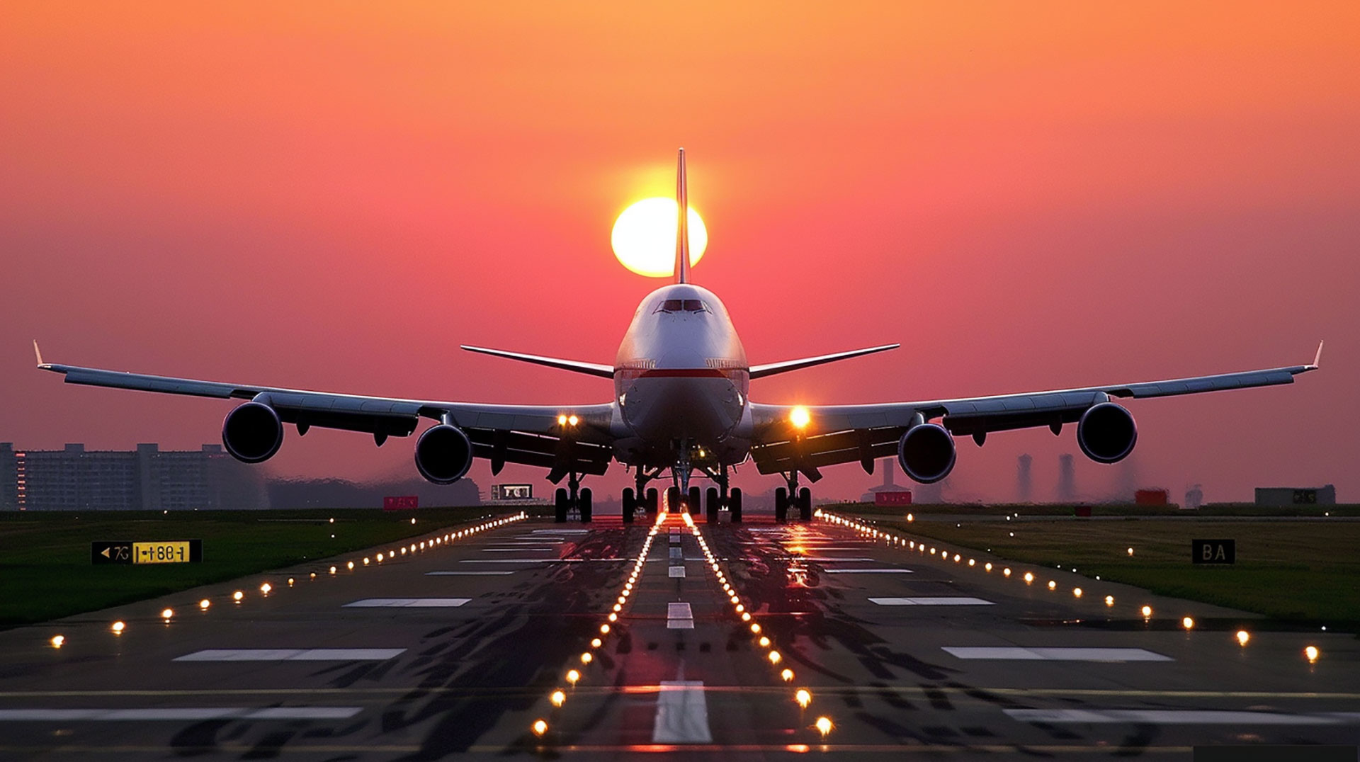 AI-Generated Airplane Sunset HD Wallpaper