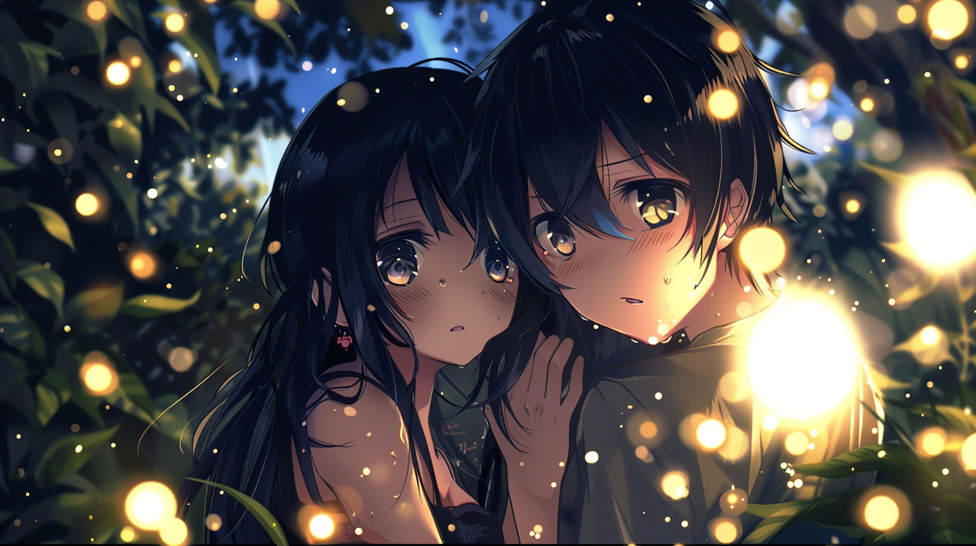 Anime Couple AI Digital Background: Free Download