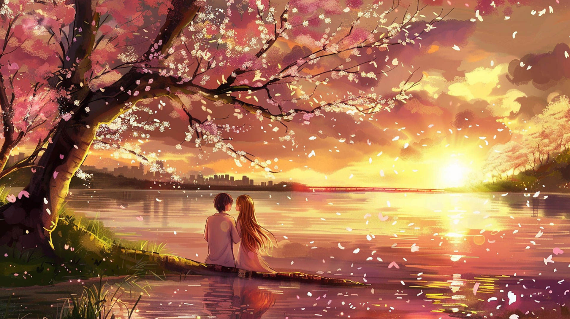 Cute Anime Couple AI HD Pics for Desktop