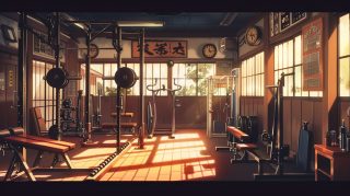 Anime Gym Adventures: AI Background for Desktop