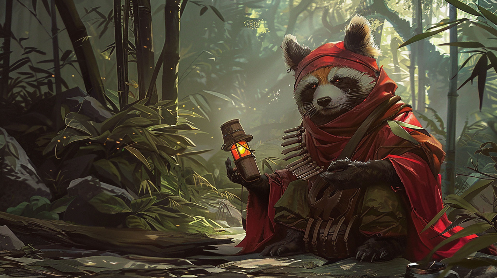 Animated Anime Panda Digital Wallpaper