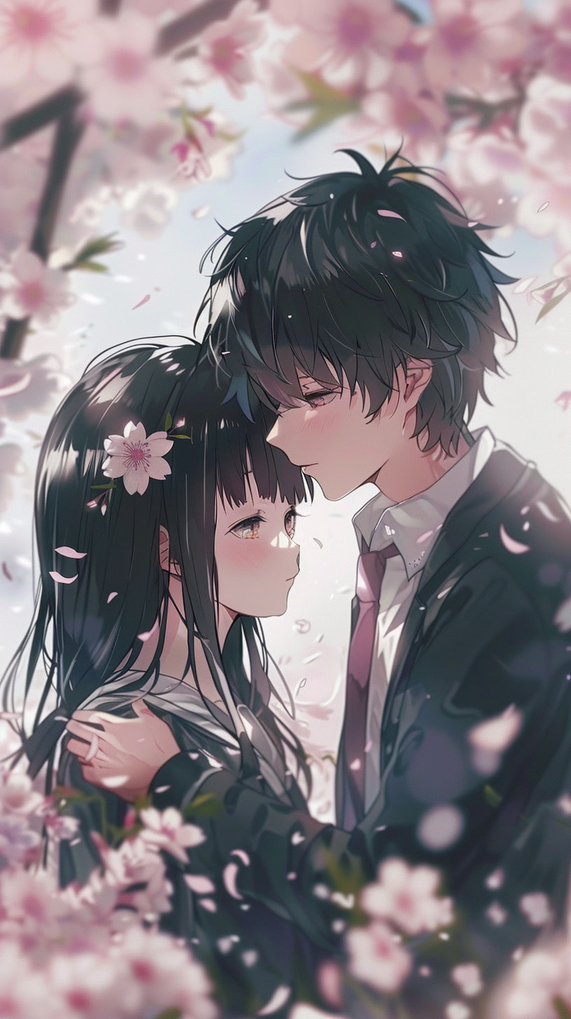 Romantic anime couple lock screen wallpaper in HD