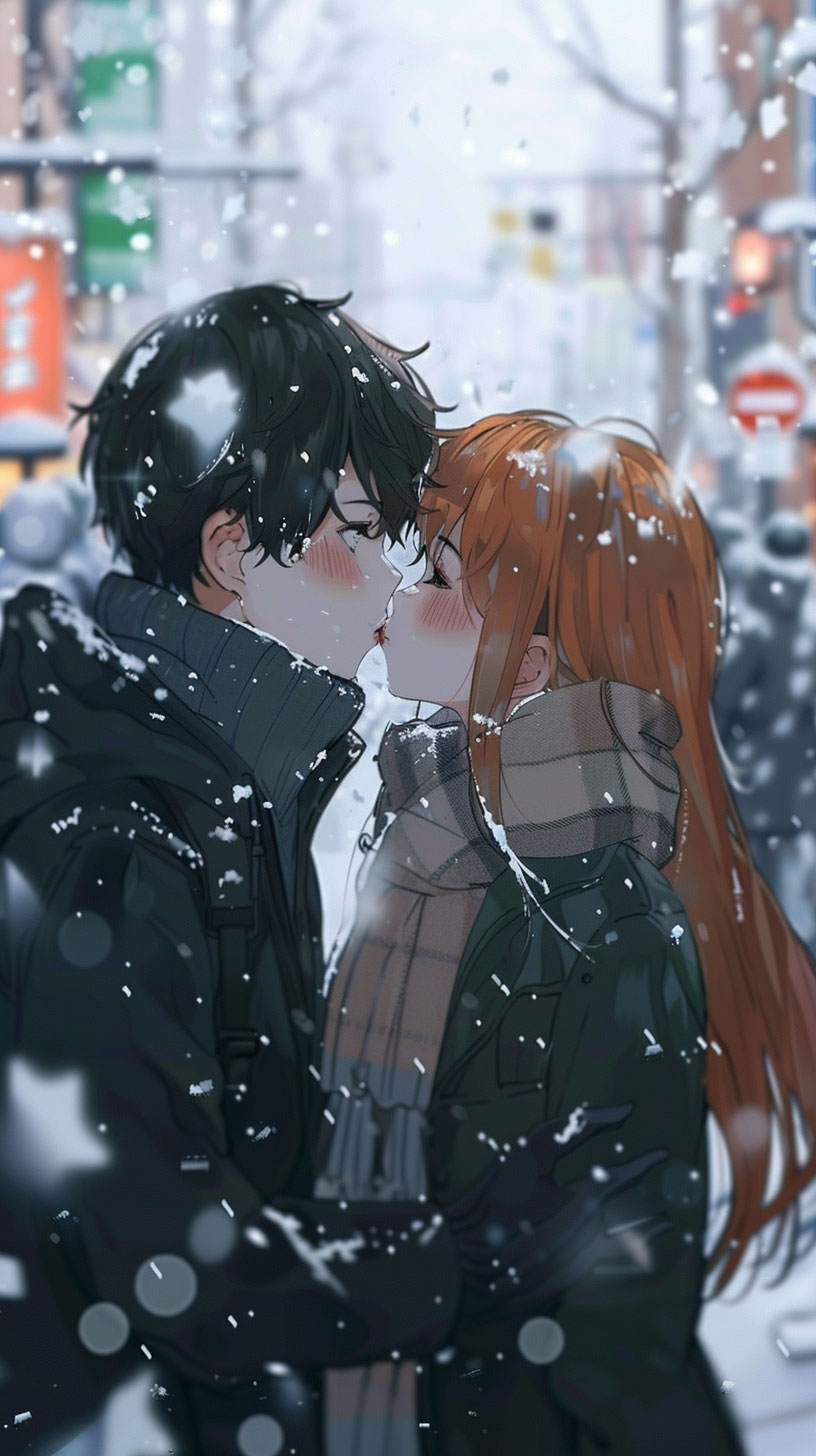 Stunning anime couple lock screen wallpaper in 8K